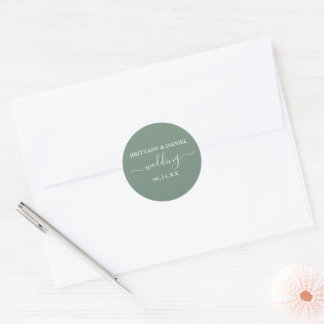 Calligraphy Sage Green Wedding Envelope Seals