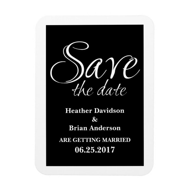 Calligraphy Save the Date Magnet, Black Magnet (Vertical)