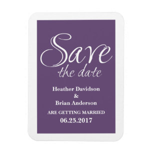 Calligraphy Save the Date Magnet, Purple Magnet