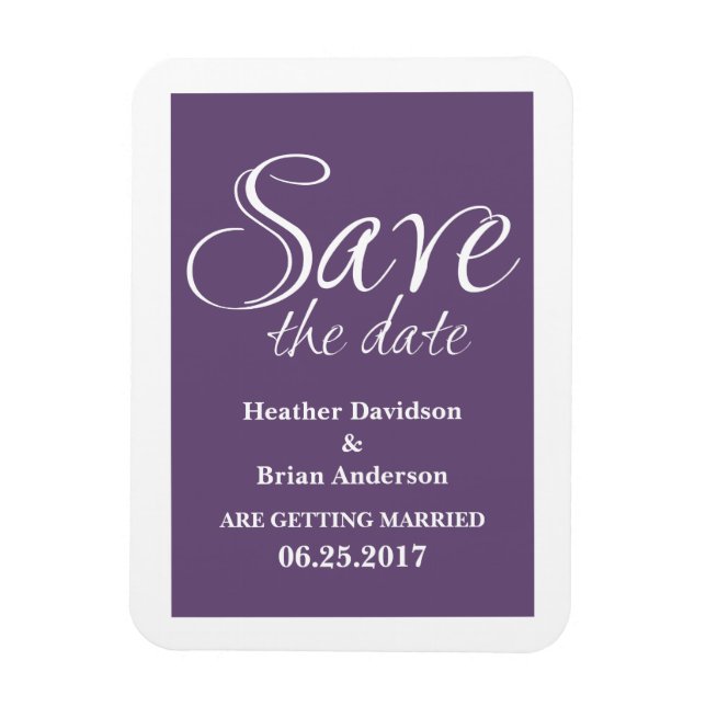 Calligraphy Save the Date Magnet, Purple Magnet (Vertical)