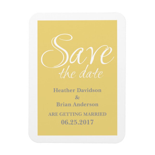 Calligraphy Save the Date Magnet, Yellow Magnet (Vertical)