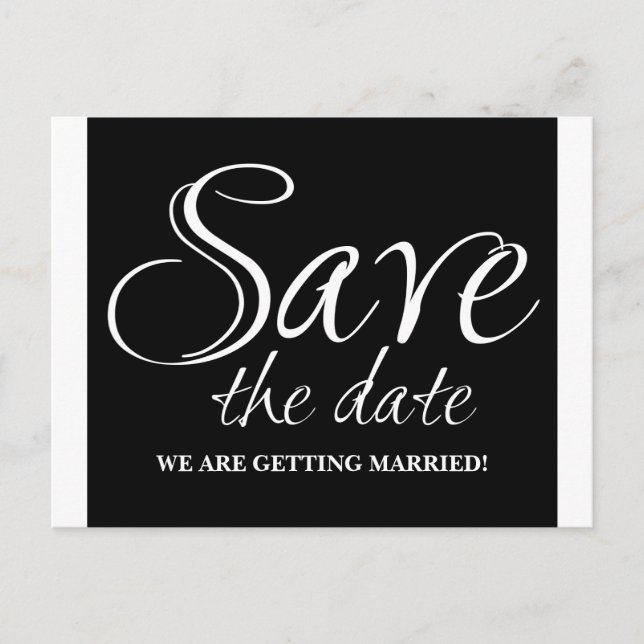 Calligraphy Save the Date Postcard, Black Announcement Postcard (Front)