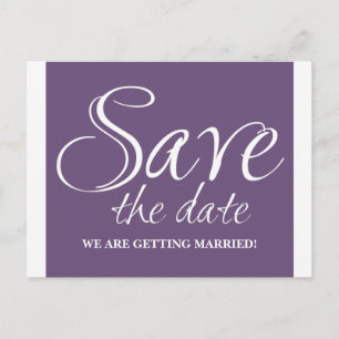 Calligraphy Save the Date Postcard, Purple Announcement Postcard