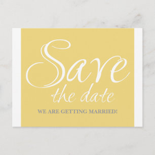 Calligraphy Save the Date Postcard, Yellow Announcement Postcard