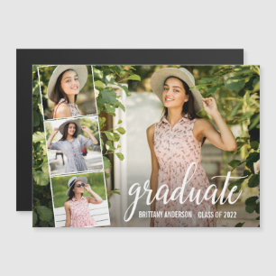 Calligraphy Script 4 Photo Graduation Magnet Card