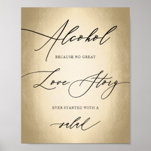 Calligraphy Script Alcohol Love Story Wedding Sign