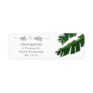Calligraphy Script Banana Leaves Return Address Label