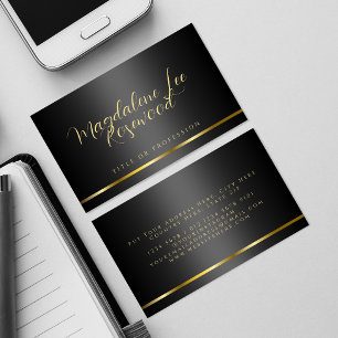Calligraphy Script Black Gold Business Card