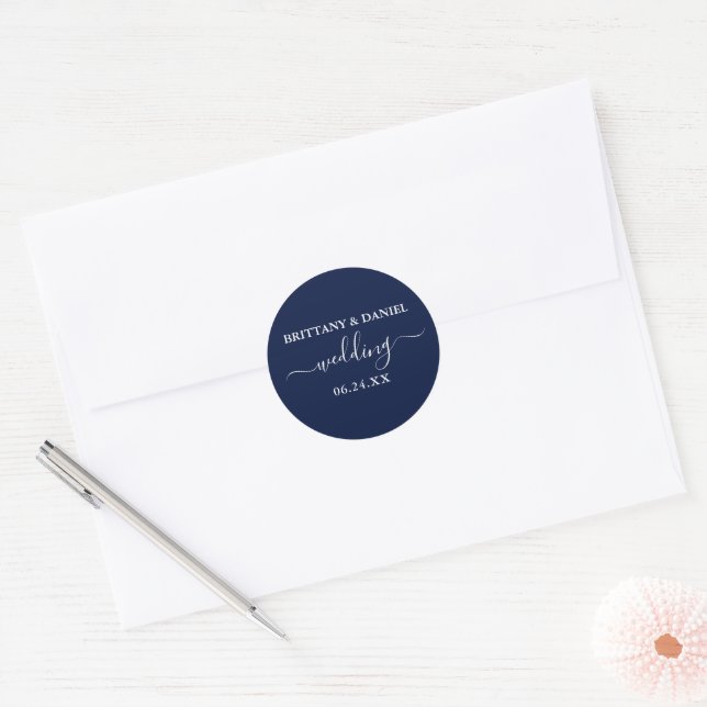 Calligraphy Script Blue Wedding Envelope Seals (Envelope)