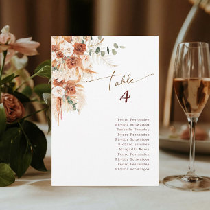 calligraphy script Boho wedding table number