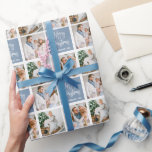 Calligraphy Script Christmas 3 Photo Dusty Blue Wrapping Paper<br><div class="desc">Modern Fun Calligraphy Script Merry Christmas 3 Photos Dusty Blue Wrapping Paper</div>