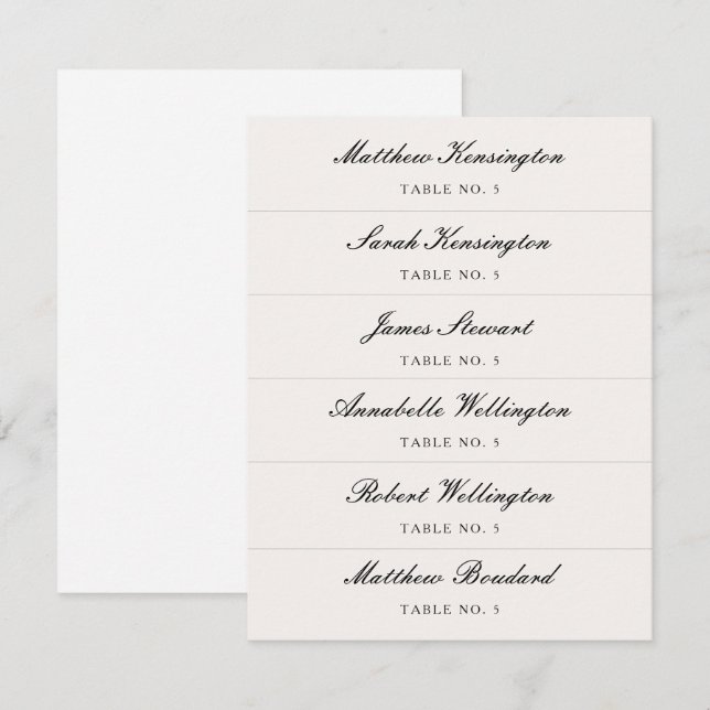 Calligraphy Script Custom Name Wedding Place Cards (Front/Back)