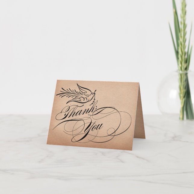 Calligraphy Script Dove Thank You (Front)