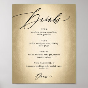 Calligraphy Script Drinks & Cheers Wedding Sign