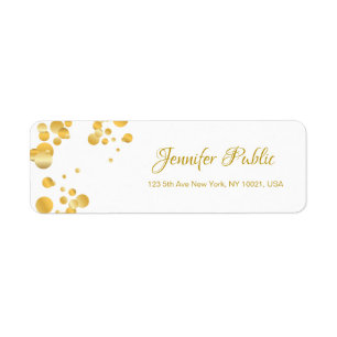 Calligraphy Script Elegant Template Gold Confetti Return Address Label