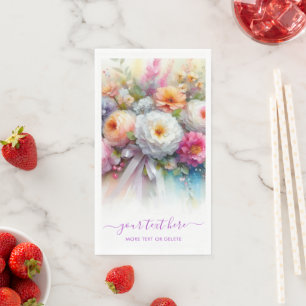 Calligraphy Script Floral Wedding Your Custom Text Napkin