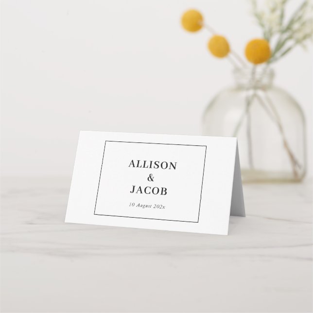 calligraphy script Folded Wedding Place Card (Back)