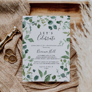 Calligraphy Script Foliage Let's Celebrate Party  Invitation
