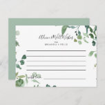 Calligraphy Script Foliage Wedding Advice Card<br><div class="desc">This calligraphy script foliage wedding advice card is perfect for a modern wedding. The design features watercolor hand-drawn elegant botanical eucalyptus branches and leaves, arranged in beautiful bouquets and geometric patterns. These cards are perfect for a wedding, bridal shower, baby shower, graduation party & more. Personalise the cards with the...</div>