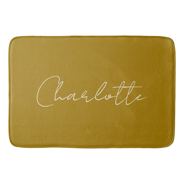 Calligraphy Script Gold Colour Custom Name Edit Bath Mat (Front)