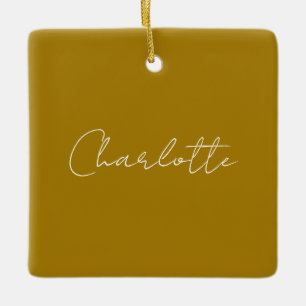 Calligraphy Script Gold Colour Custom Name Edit Ceramic Ornament