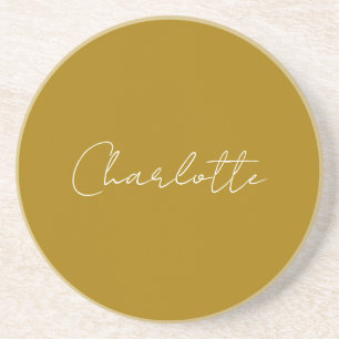 Calligraphy Script Gold Colour Custom Name Edit Coaster
