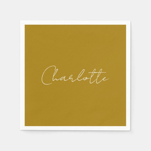 Calligraphy Script Gold Colour Custom Name Edit Napkin (Front)