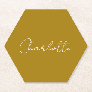 Calligraphy Script Gold Colour Custom Name Edit Paper Coaster