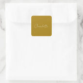 Calligraphy Script Gold Colour Custom Name Edit Square Sticker (Bag)