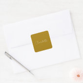 Calligraphy Script Gold Colour Custom Name Edit Square Sticker (Envelope)