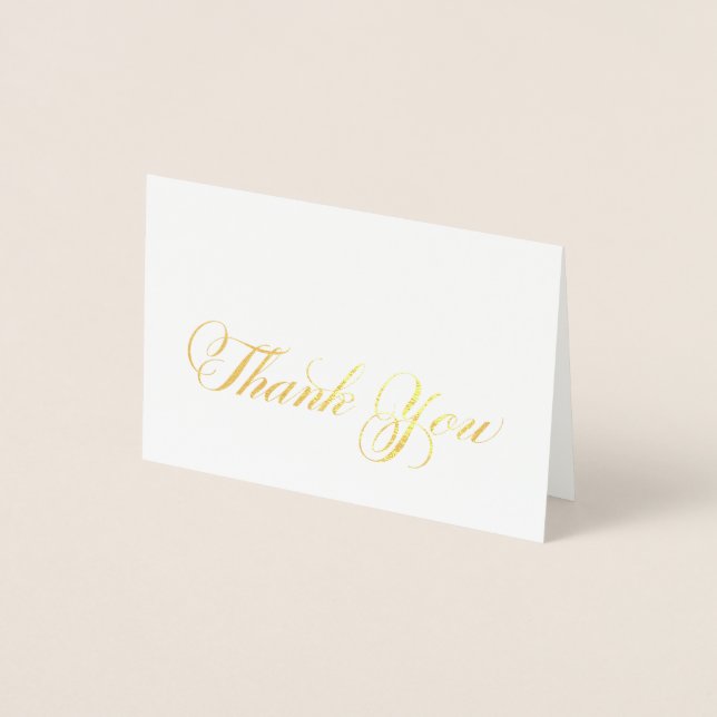 Calligraphy Script Gold Foil Thank You Note Card (Front)
