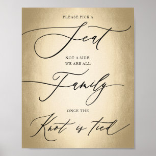Calligraphy Script Gold Pick A Seat Wedding Sign