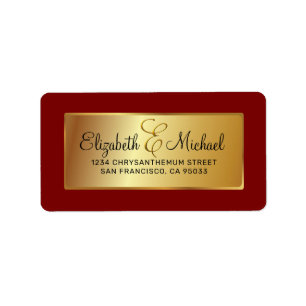 Calligraphy Script & Golden Foil Return Address Label