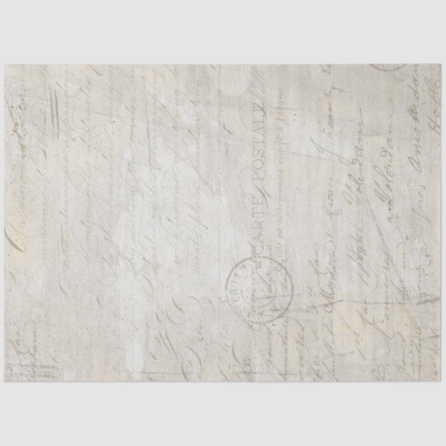Calligraphy Script Grey Beige Marble Decoupage Tis Tissue Paper (Front)