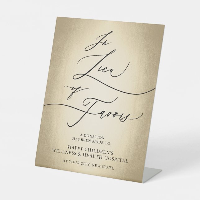 Calligraphy Script In Lieu Of Favours Wedding Sign (Front)