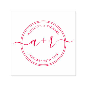 Calligraphy Script Initials Wedding Save The Date Self-inking Stamp