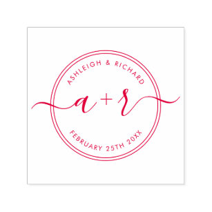 Calligraphy Script Initials Wedding Save The Date Self-inking Stamp