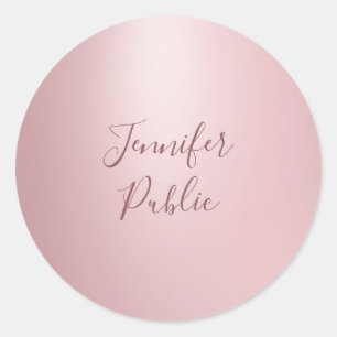 Calligraphy Script Modern Elegant Rose Gold Trendy Classic Round Sticker