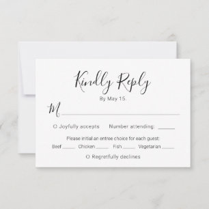 Calligraphy Script Modern Heart Wedding RSVP Card