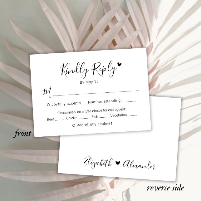 Calligraphy Script Modern Heart Wedding RSVP Card (Creator Uploaded)