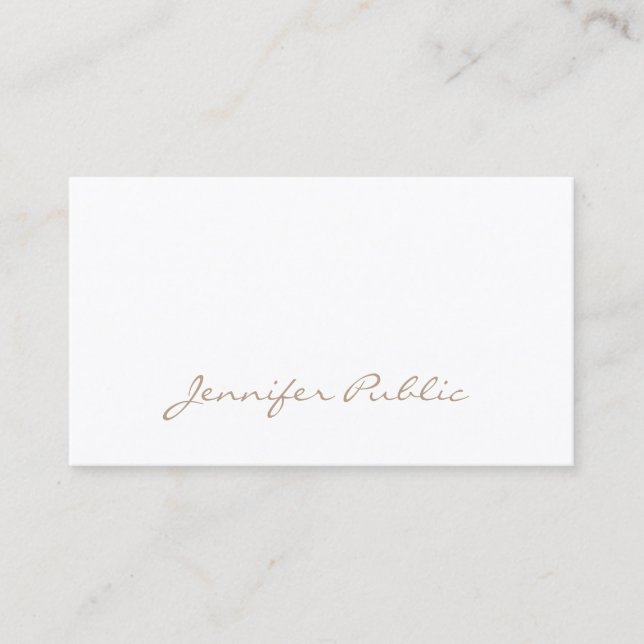 Calligraphy Script Modern Minimalist Plain Elegant Business Card (Front)