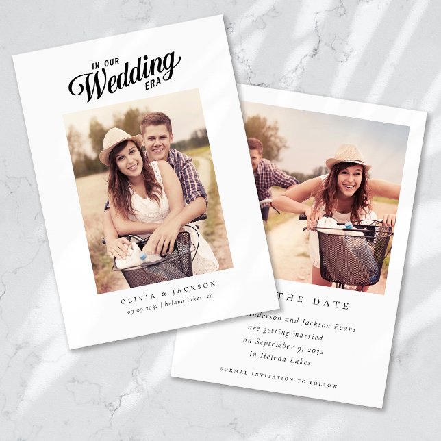 Calligraphy Script Modern Photo Wedding Save The Date (Creator Uploaded)