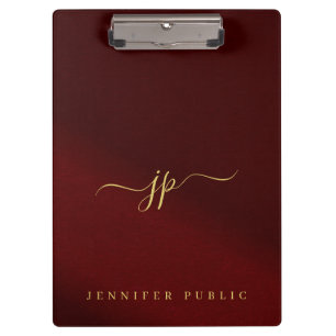 Calligraphy Script Name Elegant Gold Text Monogram Clipboard