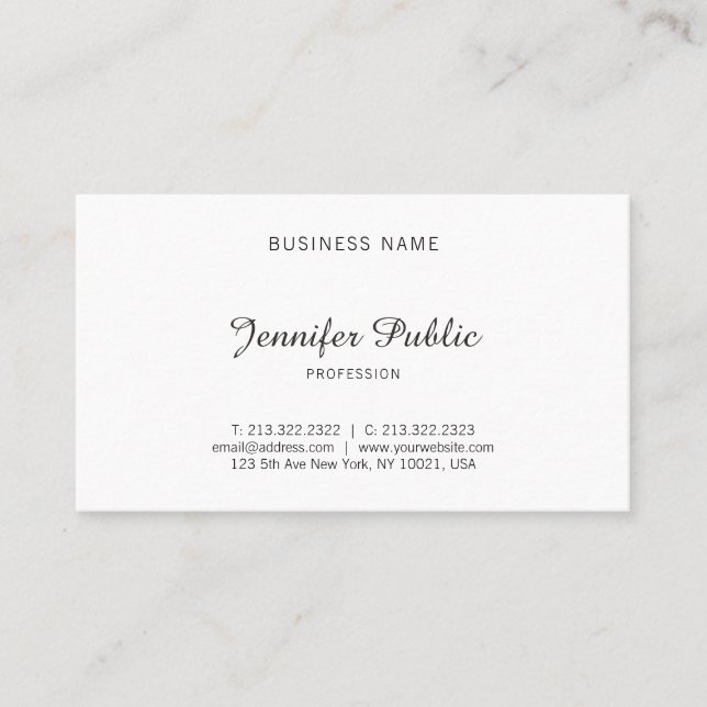 Calligraphy Script Name Elegant Modern Minimalist Business Card (Front)