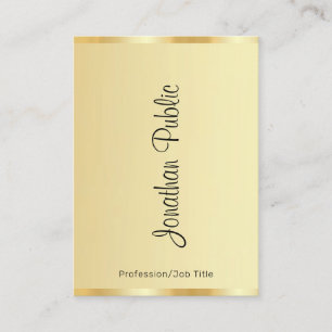 Calligraphy Script Name Gold Look Modern Vertical Business Card