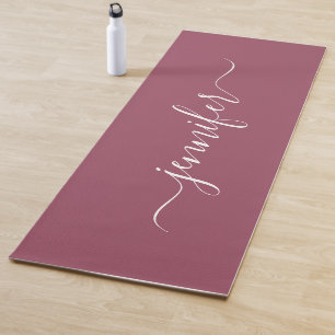 Calligraphy Script Name Rose Gold Elegant Fitness Yoga Mat