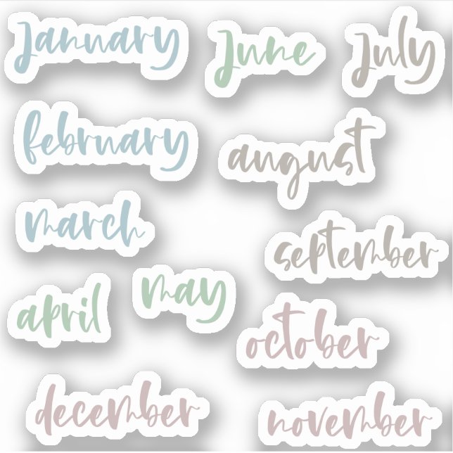 Calligraphy Script Neutral Months of the Year (Front)