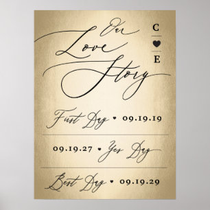 Calligraphy Script On Our Love Story Wedding Sign