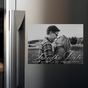 Calligraphy Script Photo Save the Date Magnetic Invitation
