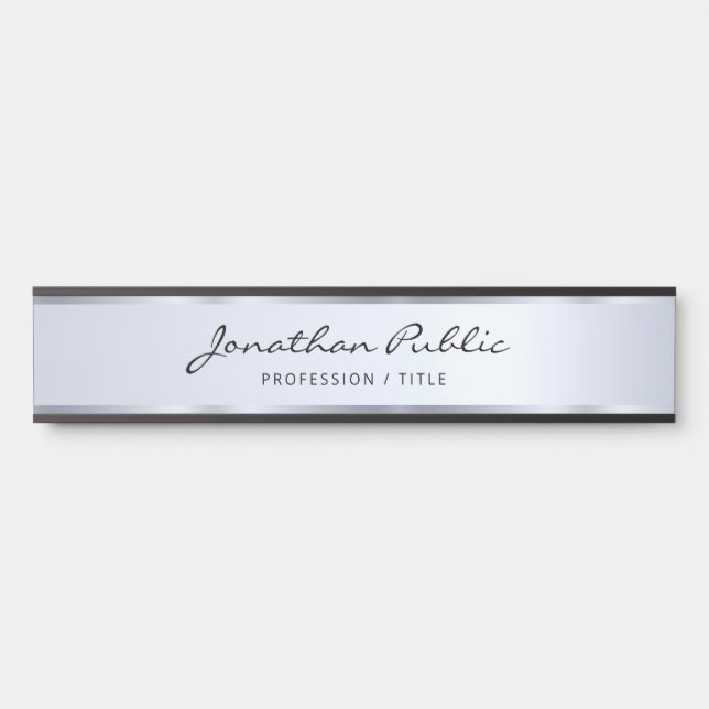 Calligraphy Script Professional Black And Silver Door Sign (Front)